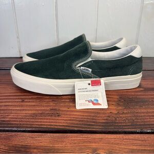 Vans Slip-On Suede Green HEIQ Eco Dry Sneakers Women’s 10 Men’s 8.5